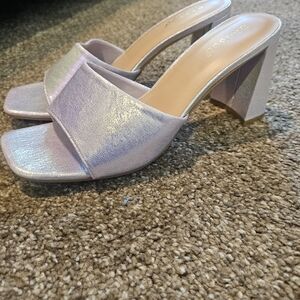 Lavender Metallic Mules 8